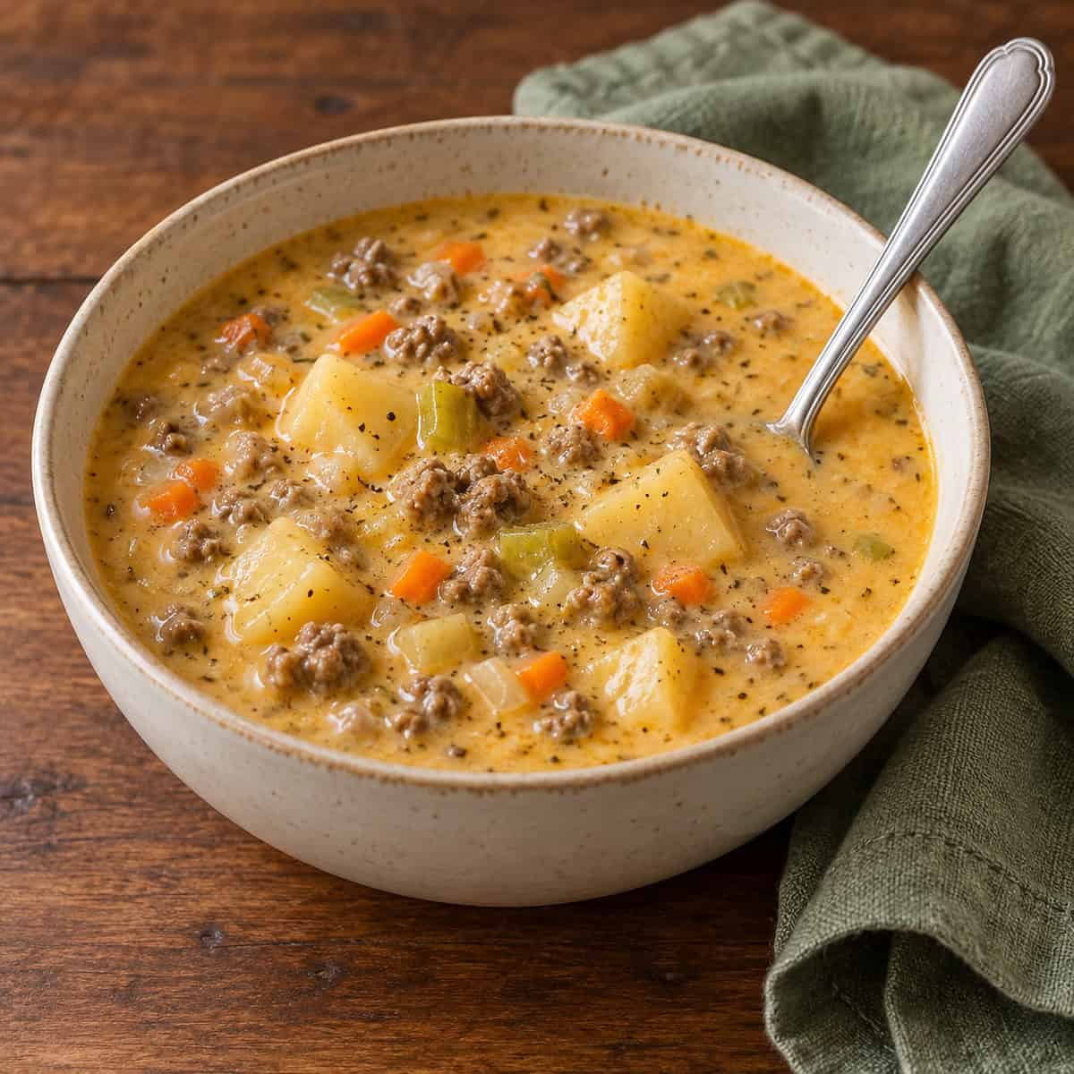cheeseburger soup for two