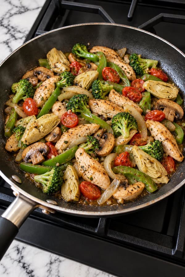 Greek chicken and vegetables
