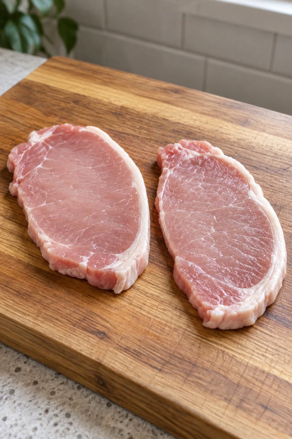 raw thin pork chops