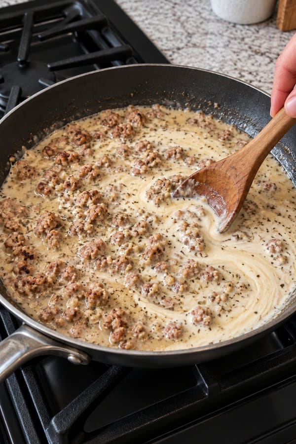 cream sauce on stove
