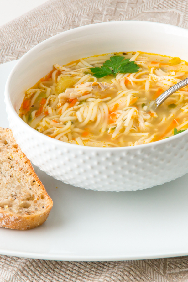 chicken soup with bread 