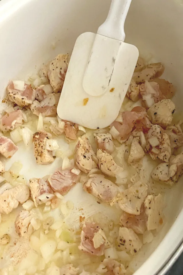 chicken and diced onions