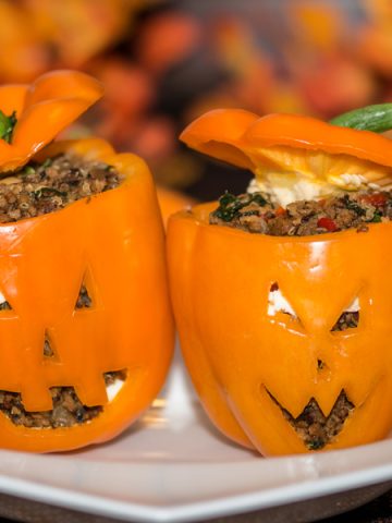 jack-o'-lantern stuffed peppers