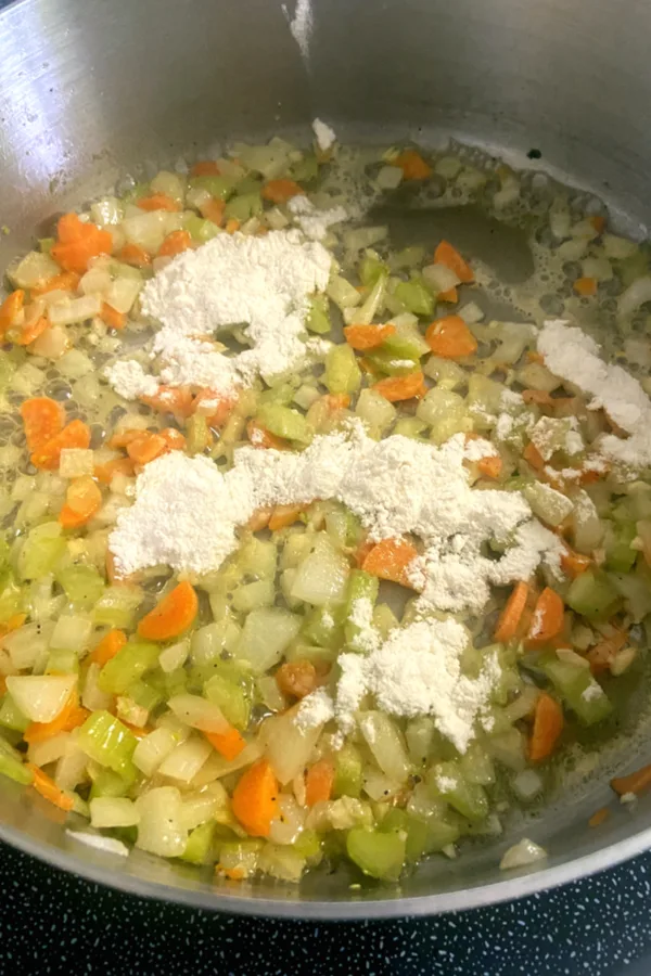 saute vegetables and flour 
