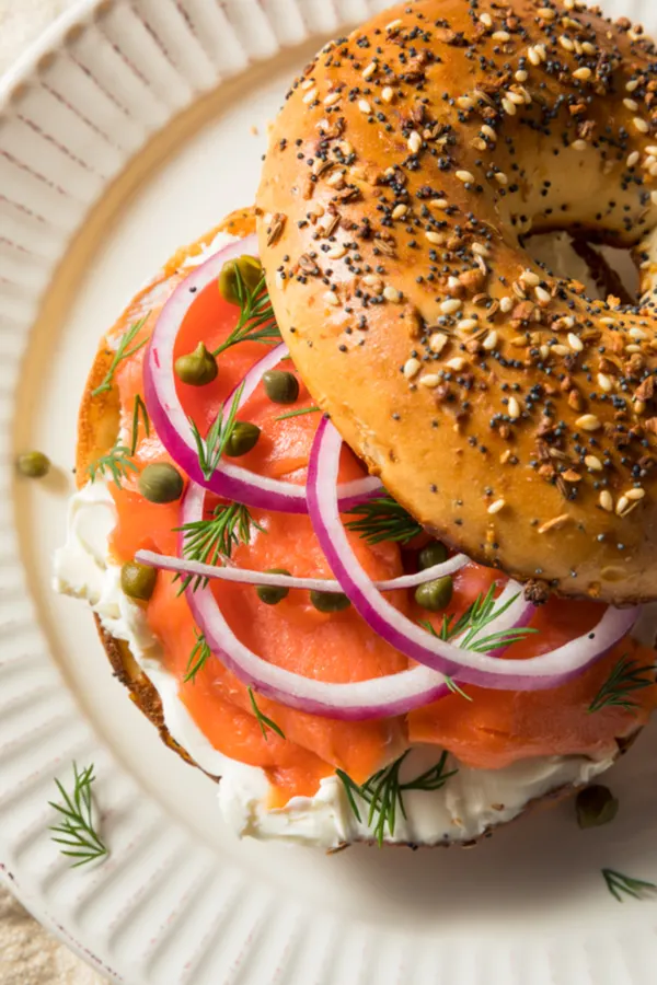 Smoked Salmon Cream Cheese Bagels - Dishes & Dust Bunnies