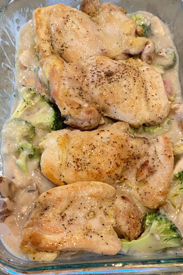 chicken on top of broccoli 