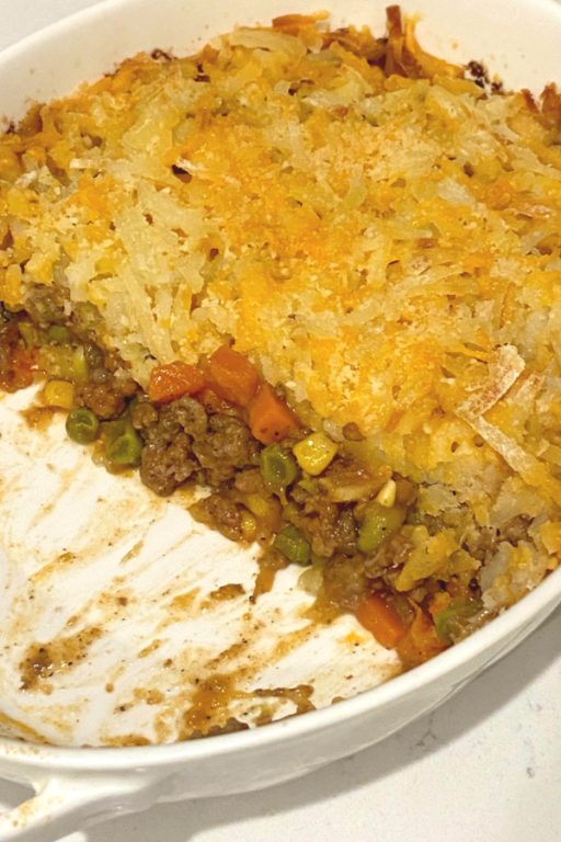 Easy Shepherd's Pie For Two Made With Hash Brown Potatoes