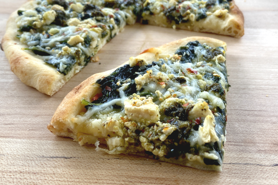Three Cheese Spinach Pesto Flatbread An Easy Lunch or Dinner Recipe