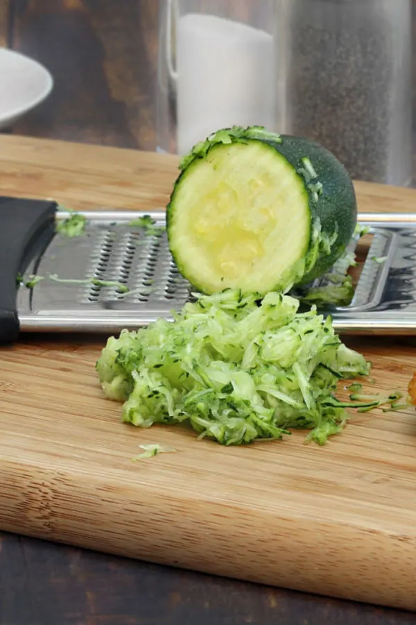 zucchini shredded on hand grater 