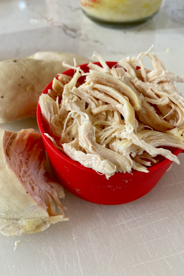 cooked shredded chicken