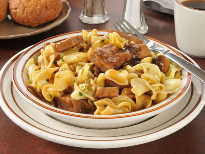 Beef tips and noodles recipe top