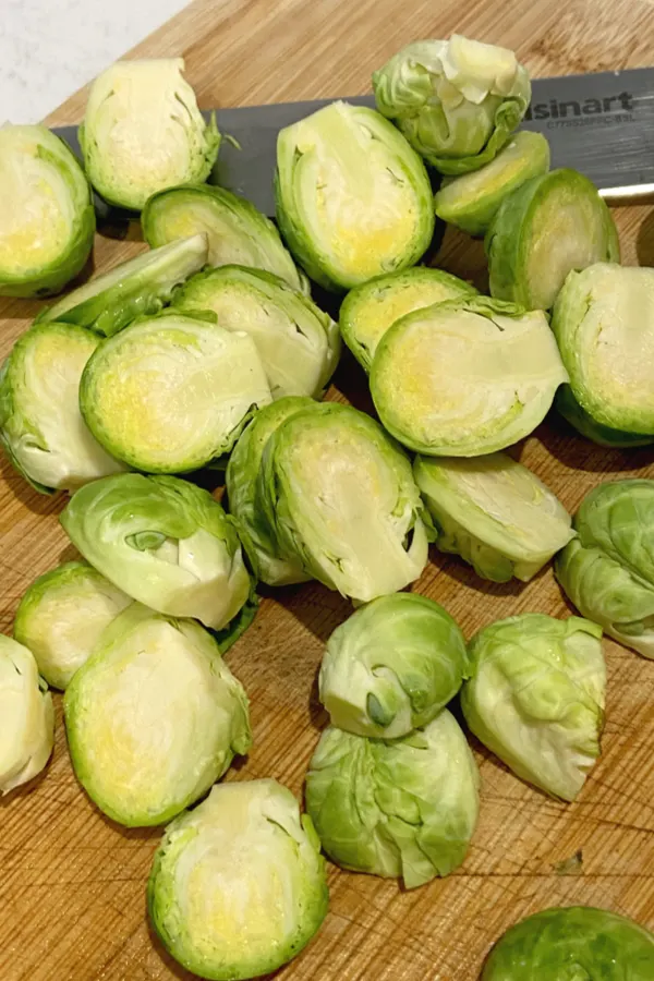 Brussels sprouts cut in half lengthwise