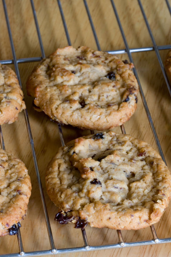 oatmeal raisin cookies on cooling rack 