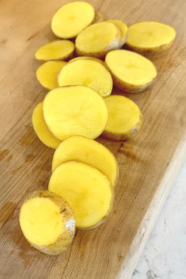 sliced Yukon gold potatoes