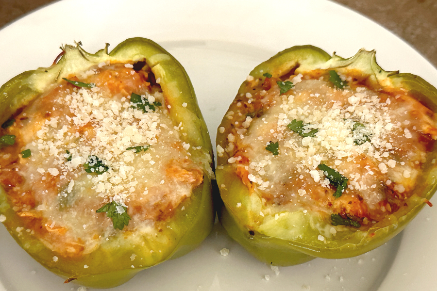 Chicken Parmesan Stuffed Peppers Recipe Icook For Two