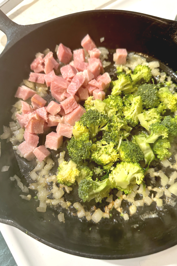 ham broccoli in skillet 
