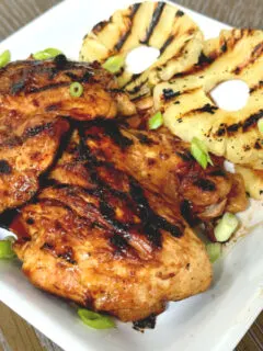 huli huli chicken and grilled pineapple slices