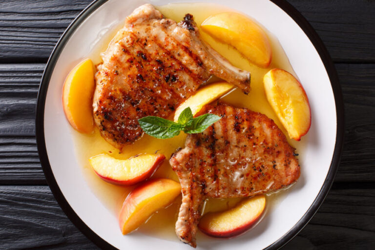 Grilled Peach Glazed Pork Chops An Easy Recipe For Two