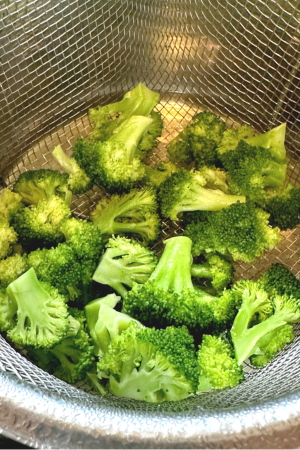broccoli in colander