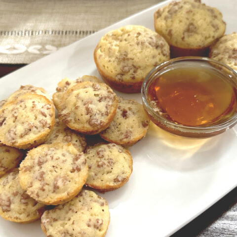 sausage pancake muffins with maple syrup