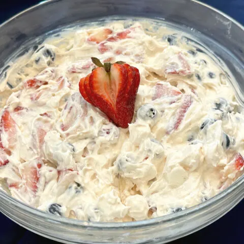 red white and blue dessert salad