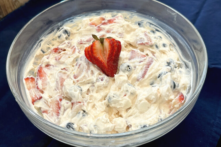red white and blue dessert salad