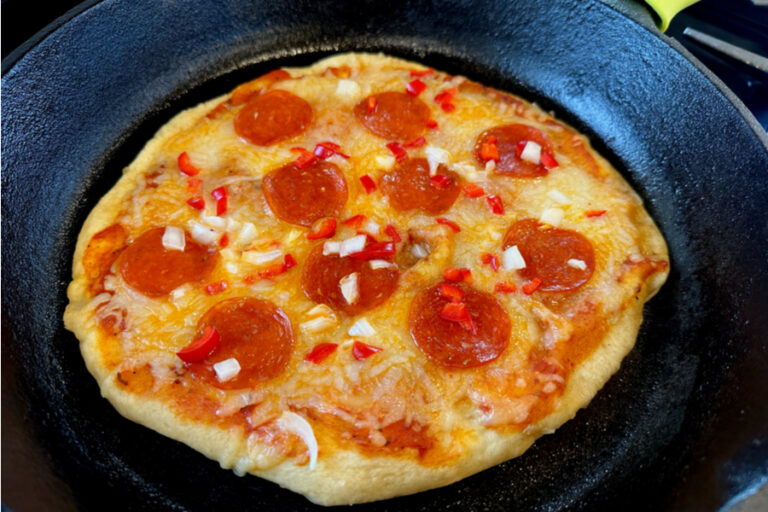 Skillet Pizza Recipe Made Entirely On The Stove Top!