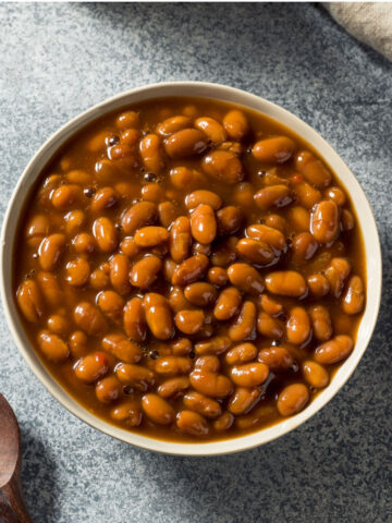 bowl of the best baked beans for two