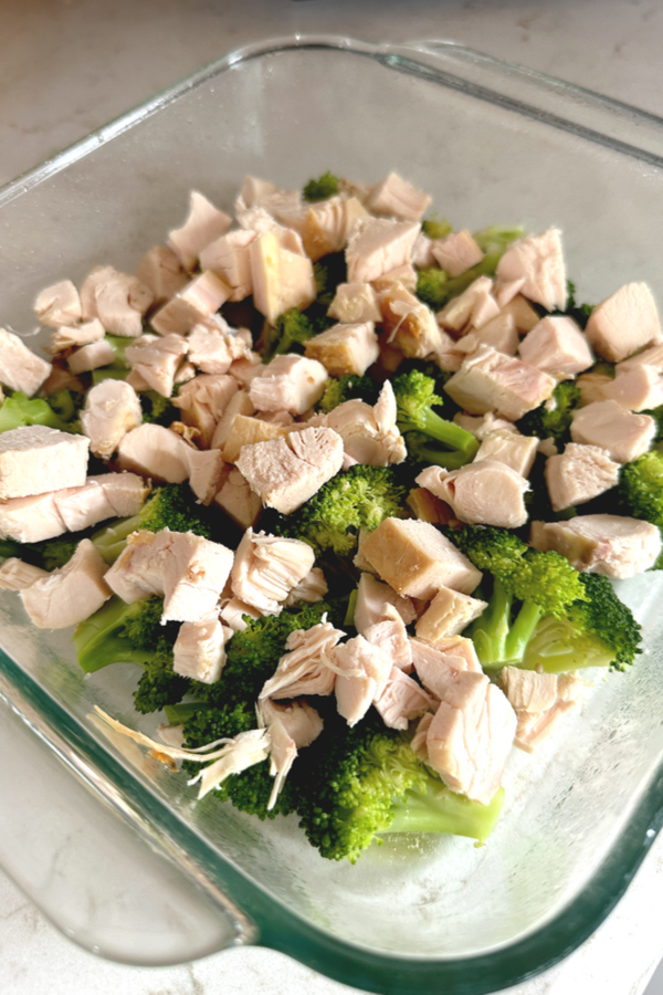 diced chicken and broccoli 