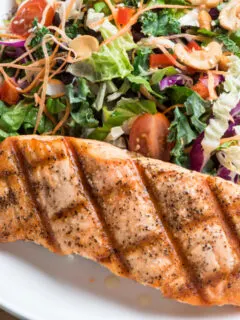 grilled salmon served with salad