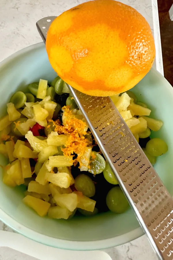 orange zest in fruit salad
