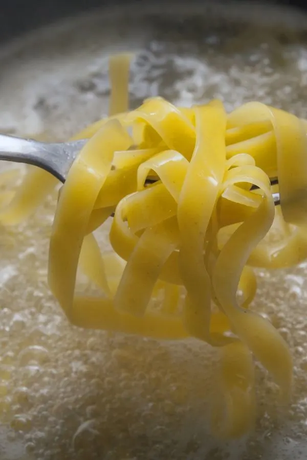 Fettuccine pasta boiling