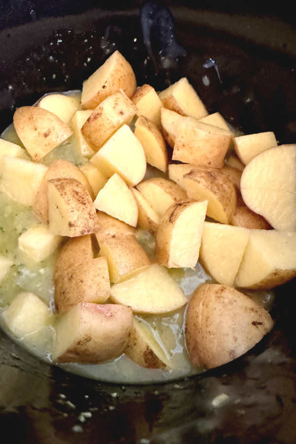 diced potatoes in crock pot