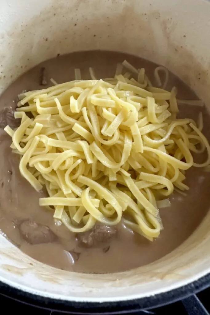 egg noodles in beef sauce