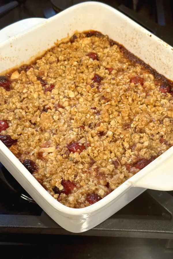 cooked cranberry apple crumble