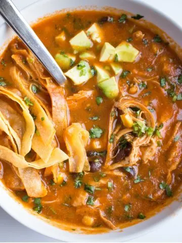 chicken tortilla soup in bowl