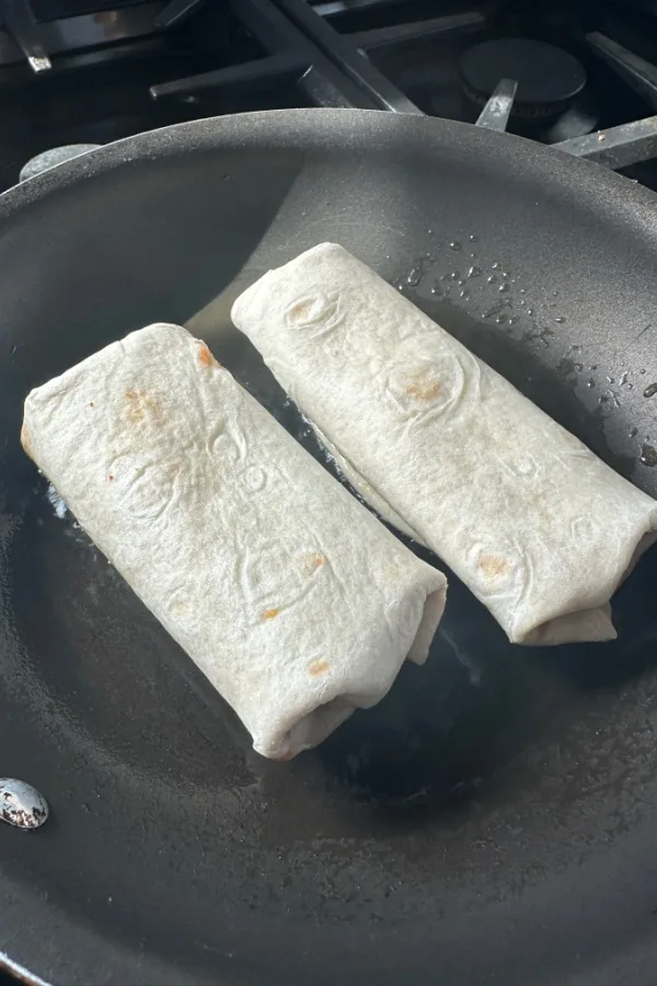 chicken chimichanga in skillet 