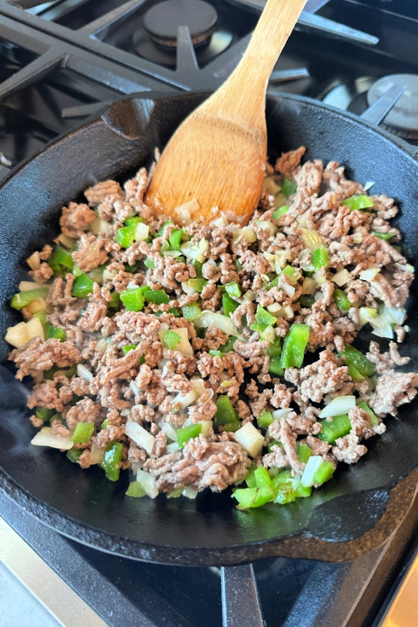 ground beef peppers and onions