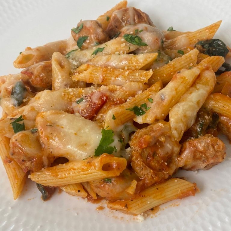 Chicken Sausage Penne Pasta Recipe (One Pot 15 Minute Meal)