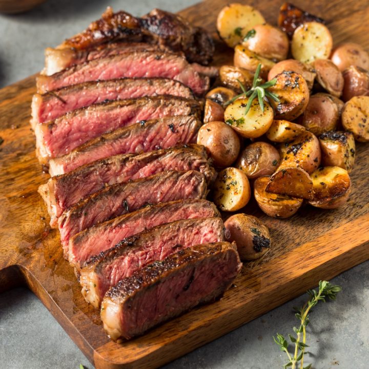 strip steak and potatoes