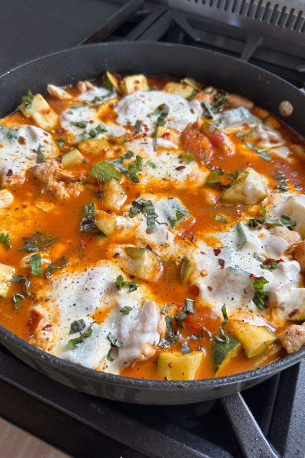 caprese chicken and zucchini skillet 