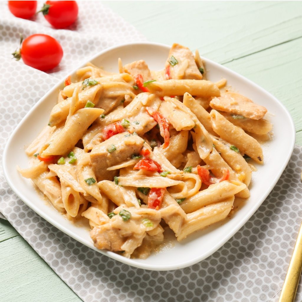 cajun chicken pasta on plate