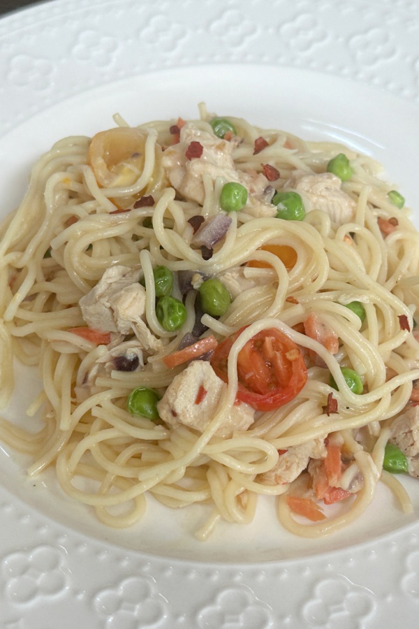 chicken pasta primavera for two