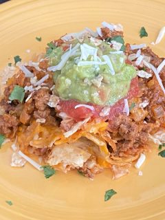 Easy Taco Salad on yellow plate