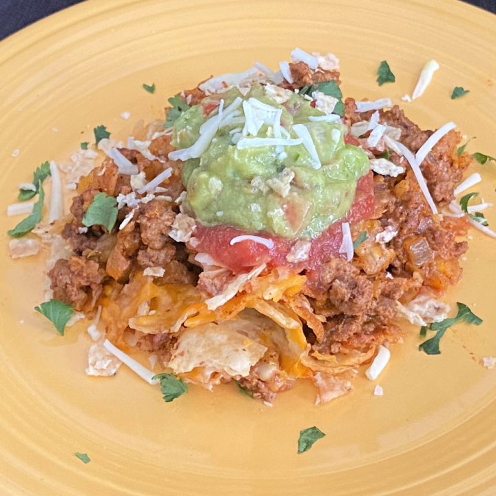 Easy Taco Salad on yellow plate