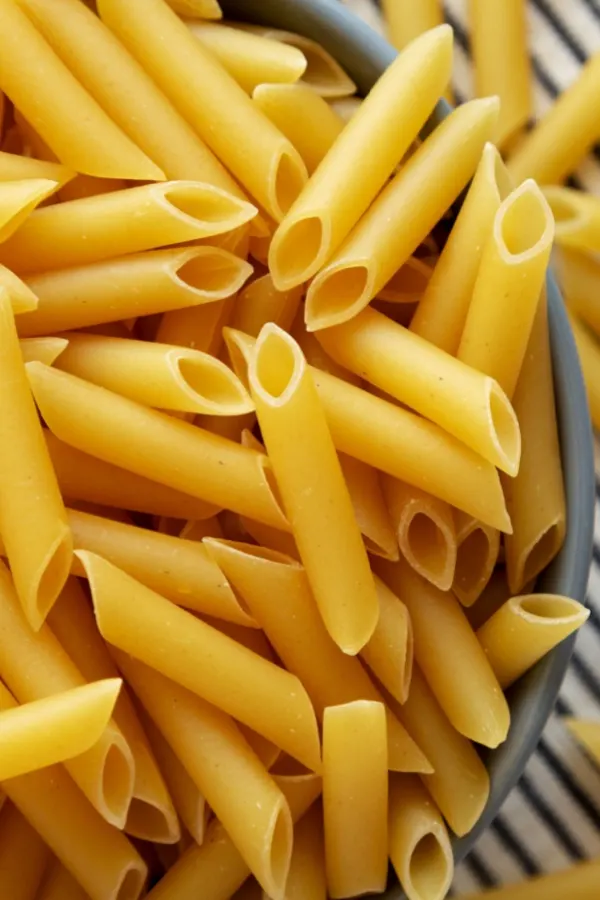 uncooked penne pasta