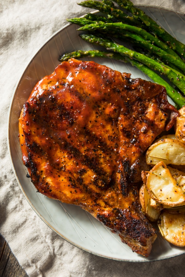 grilled barbecue pork chop dinner