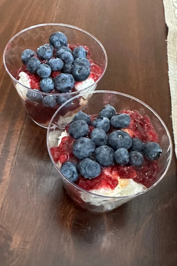 red white & blue mini trifle desserts