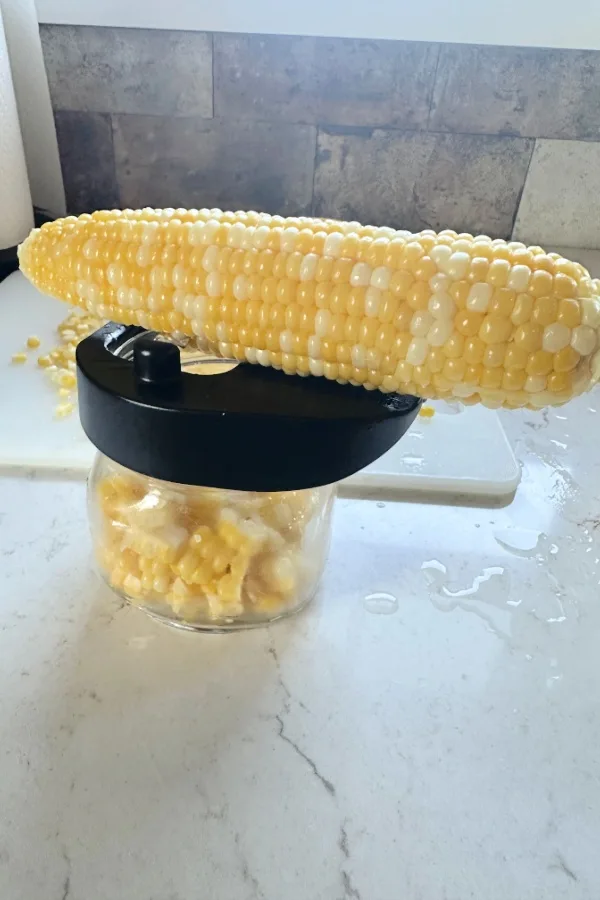 cutting corn on the cob