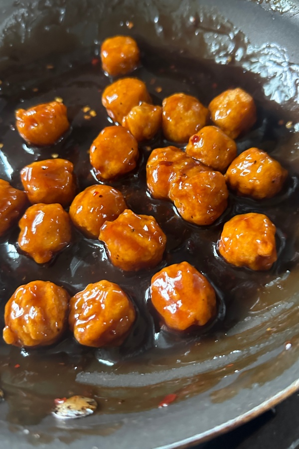 popcorn chicken in skillet